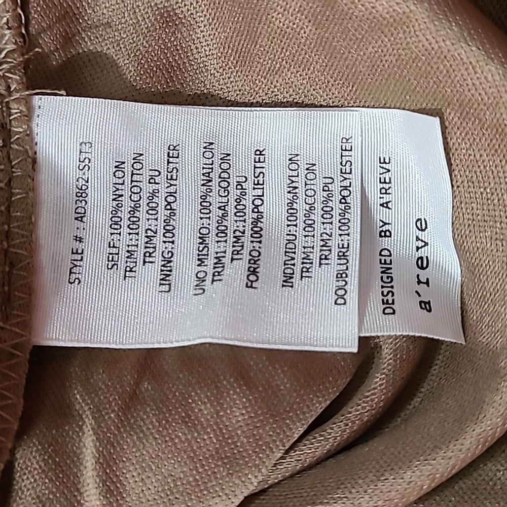 A'reve Striped Sleeveless Maxi Sundress Dress Brown Cream Crocheted Front - Picture 15 of 16